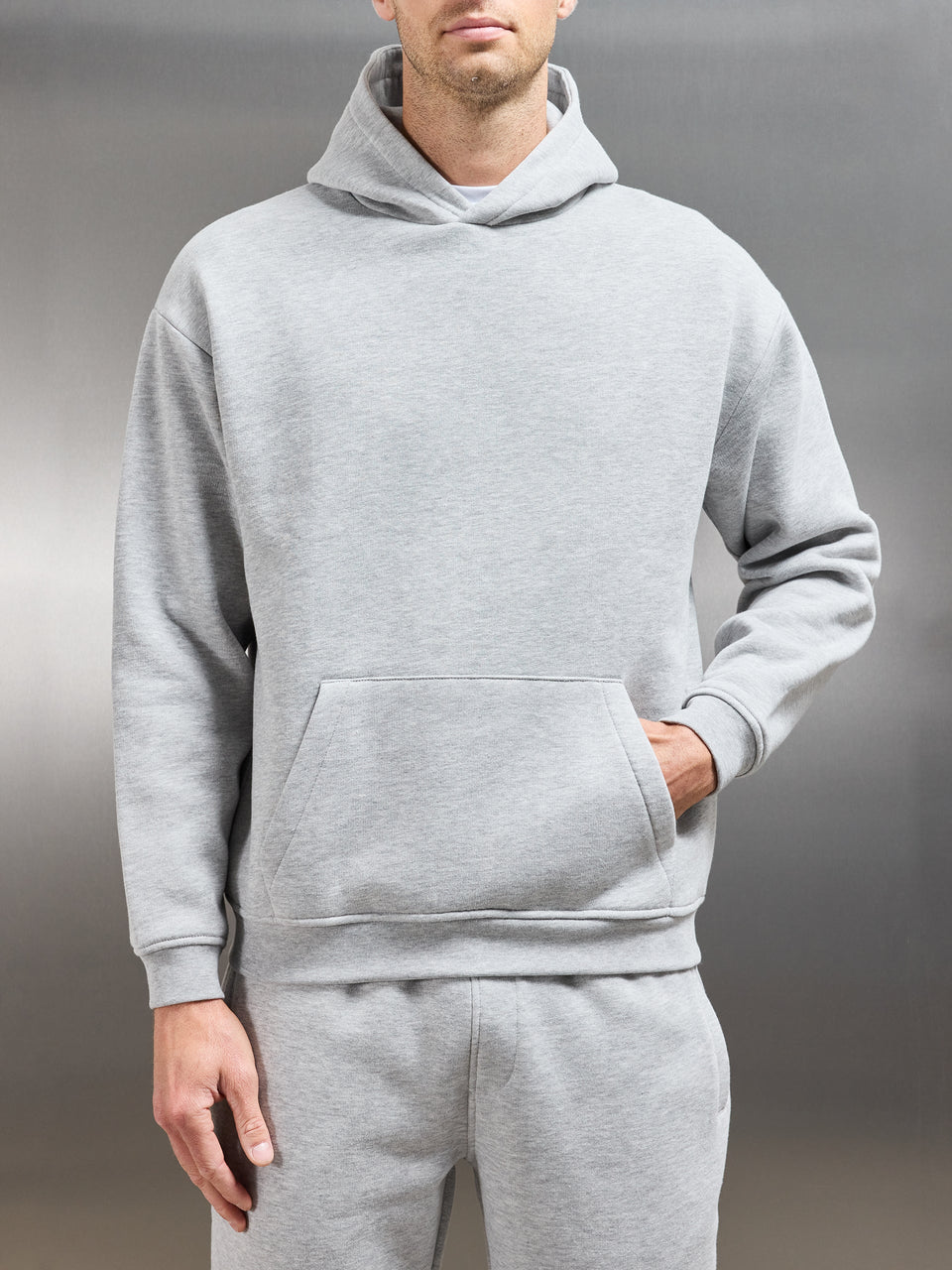 Essential Relaxed Hoodie in Marl Grey