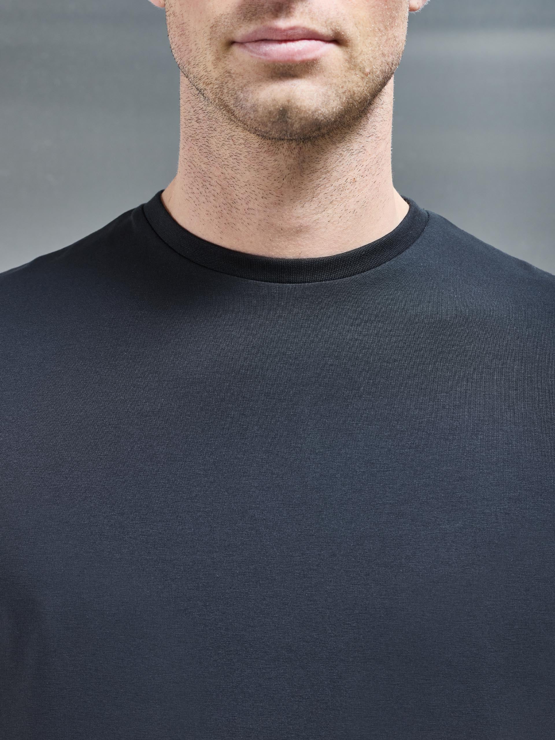 Essential Slim Fit Cotton Stretch T-Shirt in Black