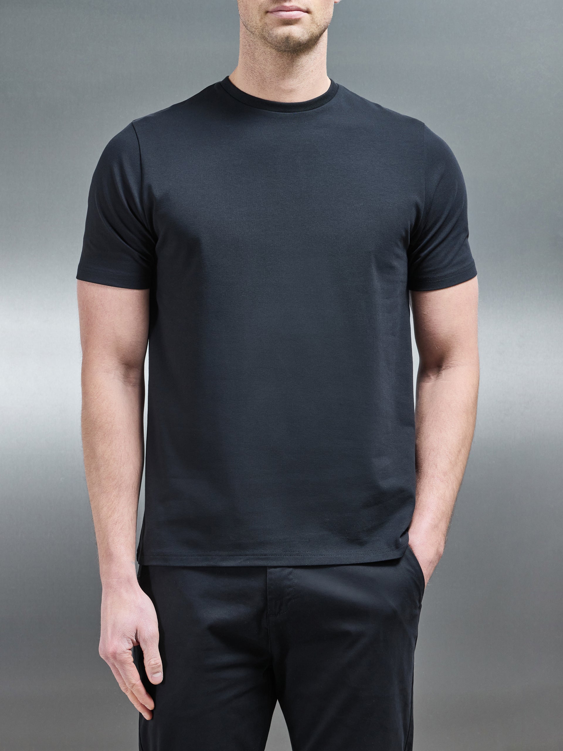 Essential Slim Fit Cotton Stretch T-Shirt in Black