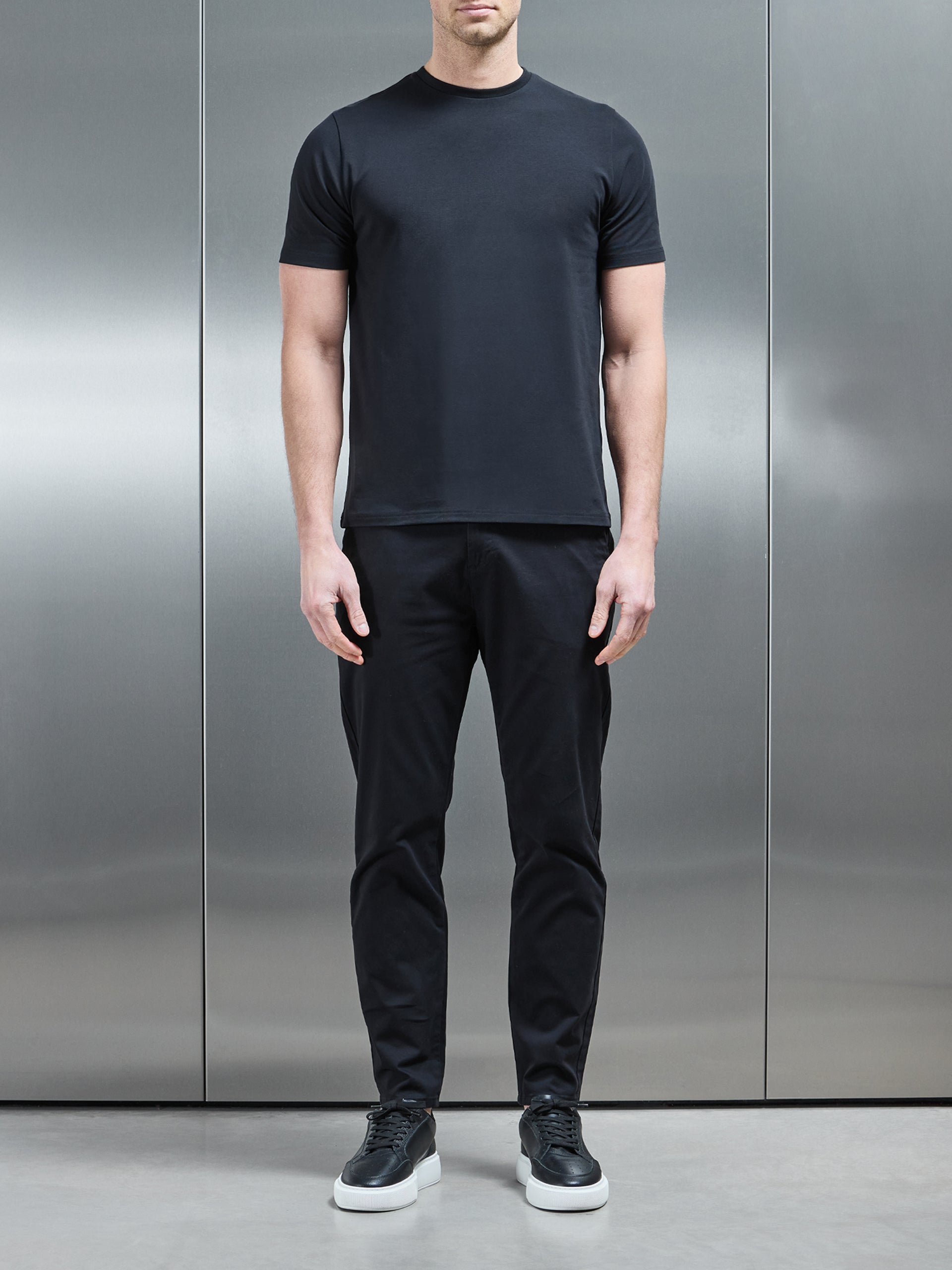 Essential Slim Fit Cotton Stretch T-Shirt in Black