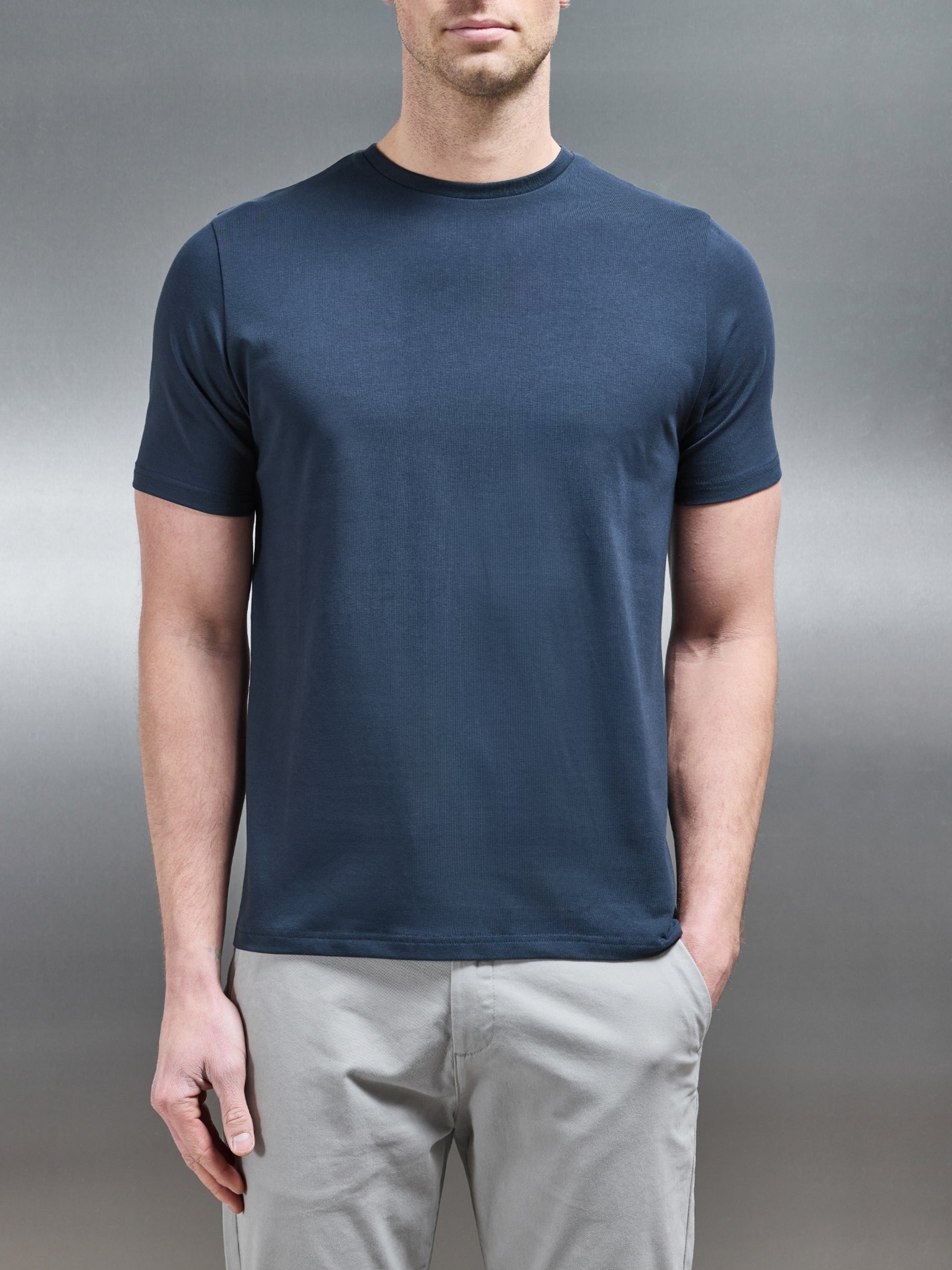 Essential Slim Fit Cotton Stretch T-Shirt in Navy