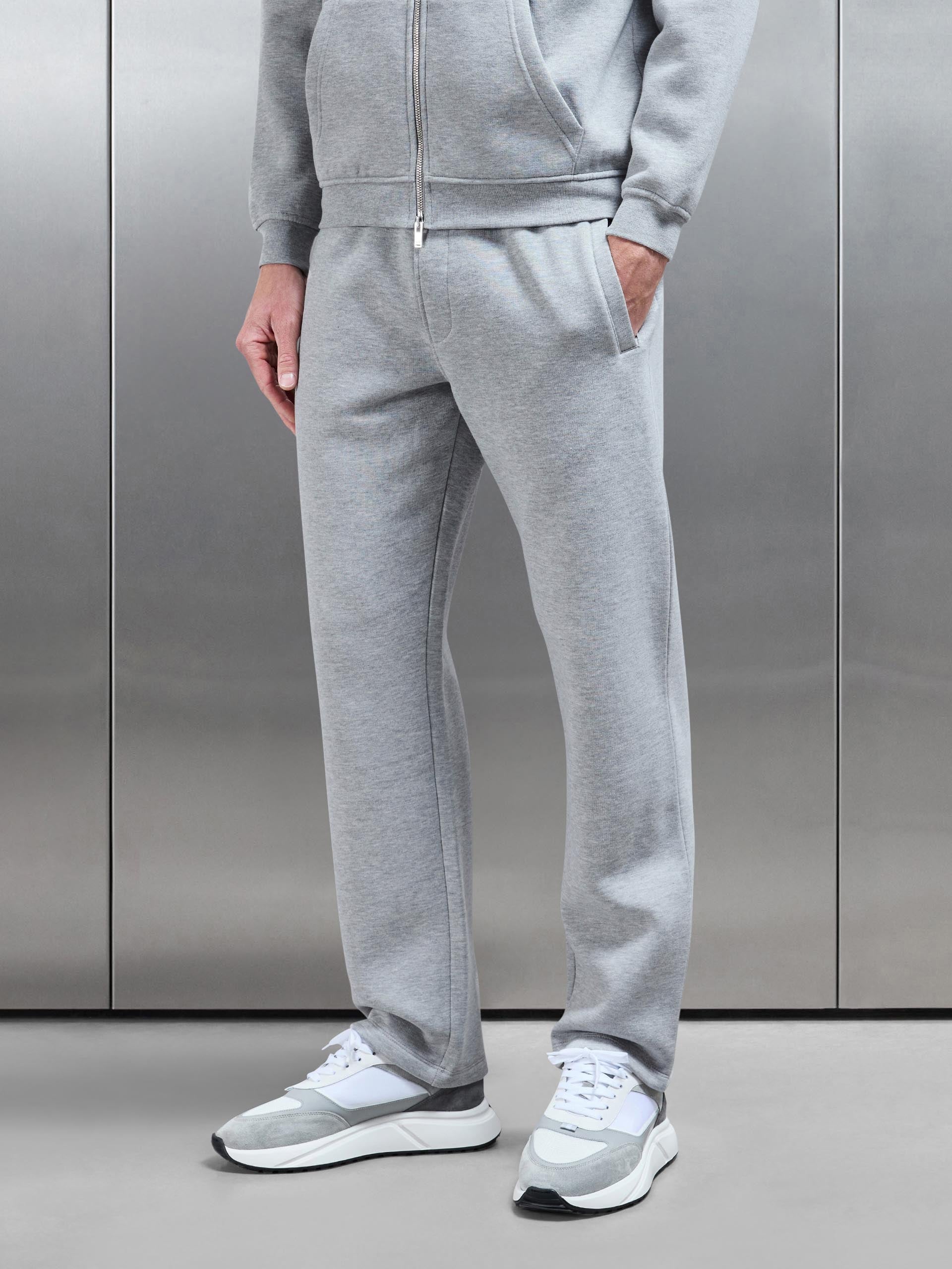 Essential Straight Leg Jersey Jogger in Marl Grey