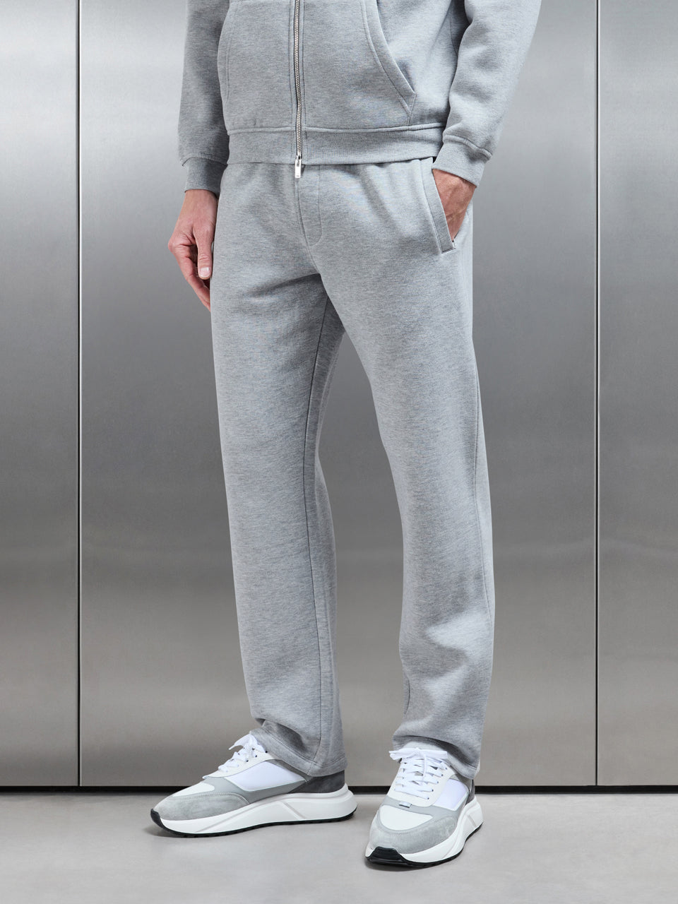 Essential Straight Leg Jogger in Marl Grey