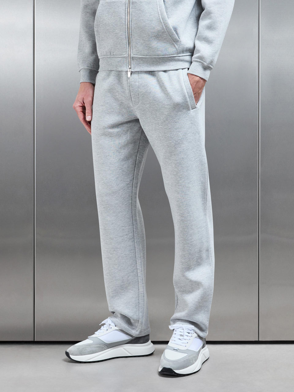 Essential Relaxed Straight Leg Jogger in Marl Grey