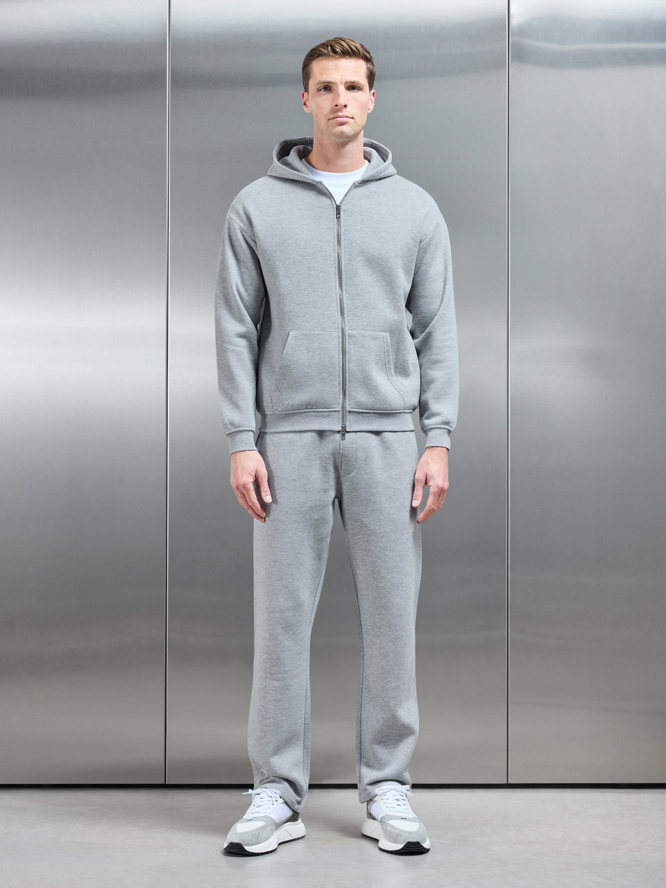 Essential Straight Leg Jogger in Marl Grey