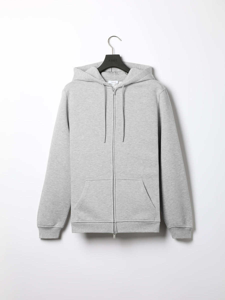 Essential Zip Through Hoodie in Marl Grey