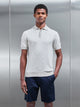 Este Knitted Button Polo Shirt in Stone