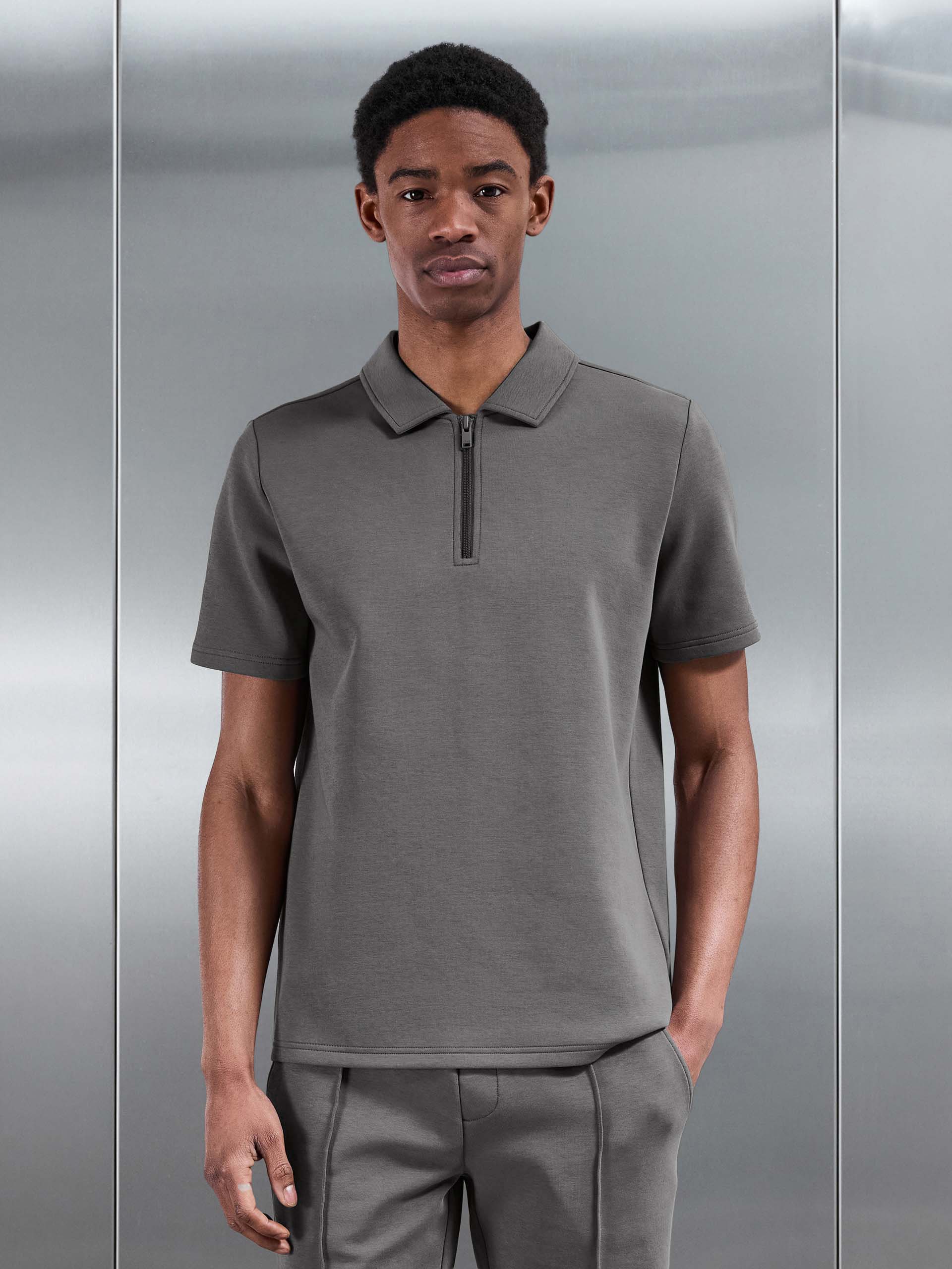 Everyday Luxe Polo Shirt in Grey