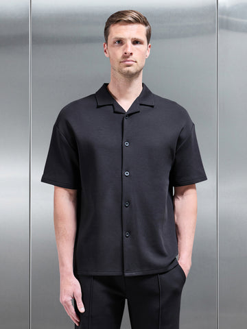 Everyday Luxe Revere Collar Shirt in Black