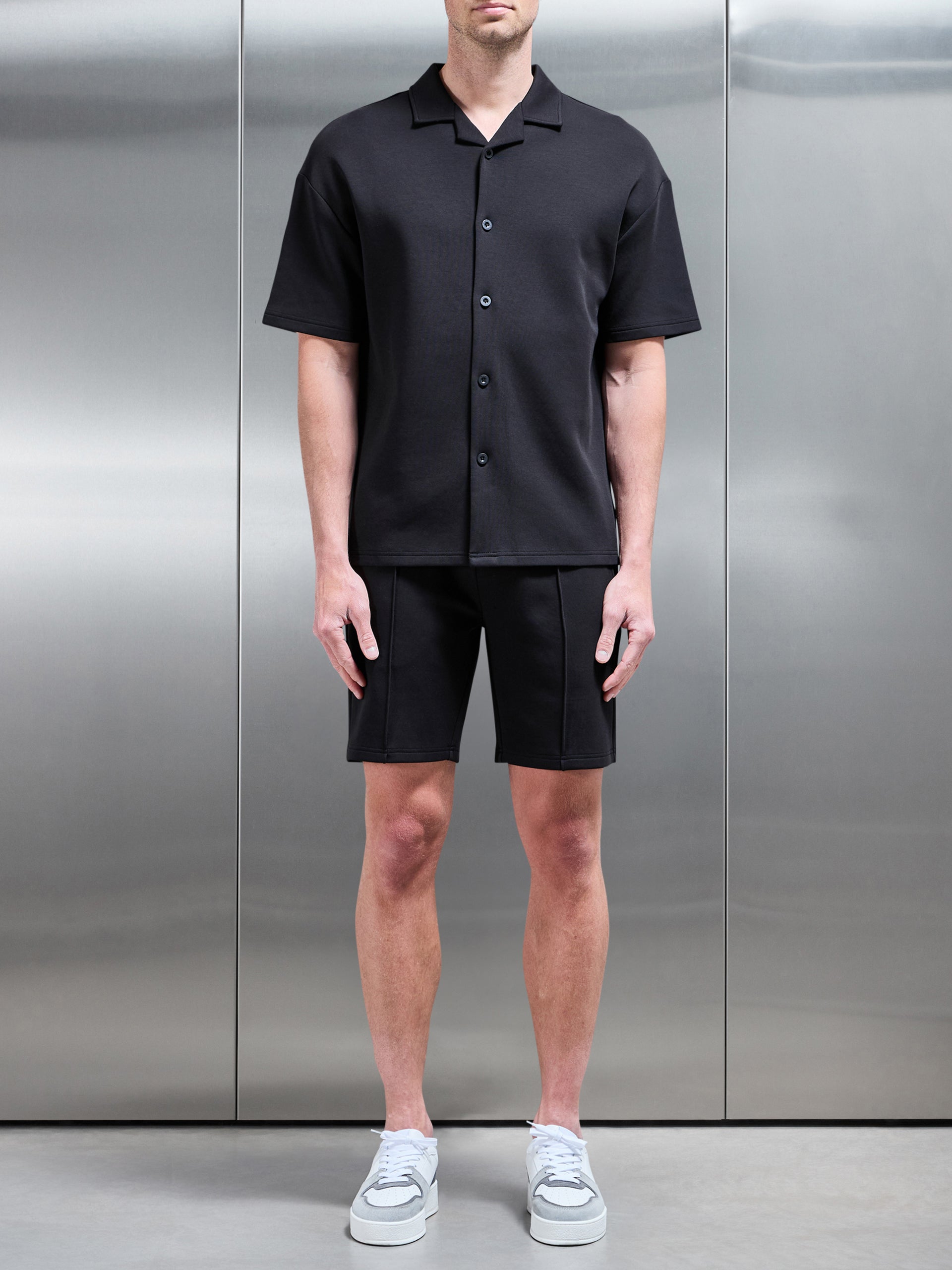 Everyday Luxe Revere Collar Shirt in Black