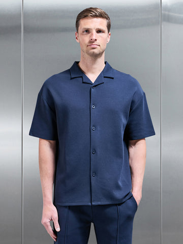 Everyday Luxe Revere Collar Shirt in Navy