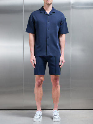 Everyday Luxe Revere Collar Shirt in Navy