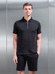 Everyday Luxe Zip Polo Shirt in Black