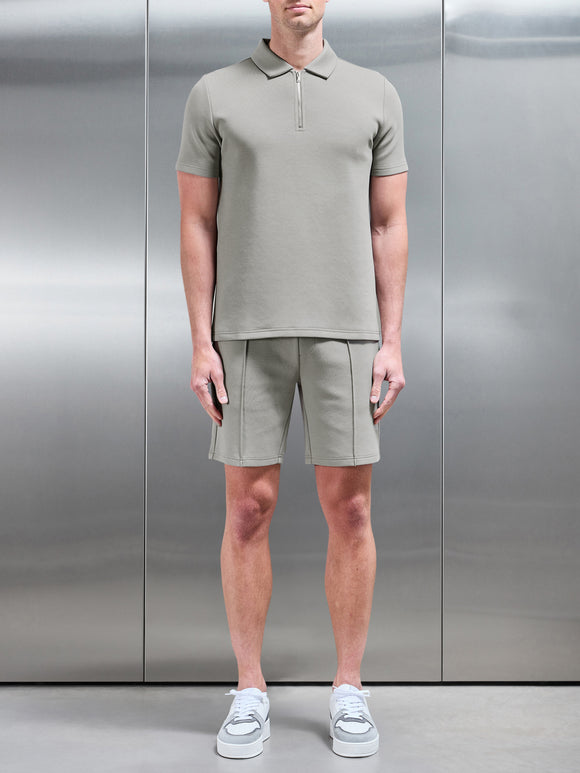 Everyday Luxe Zip Polo Shirt in Stone