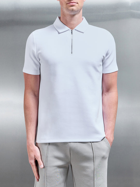 Everyday Luxe Zip Polo Shirt in White