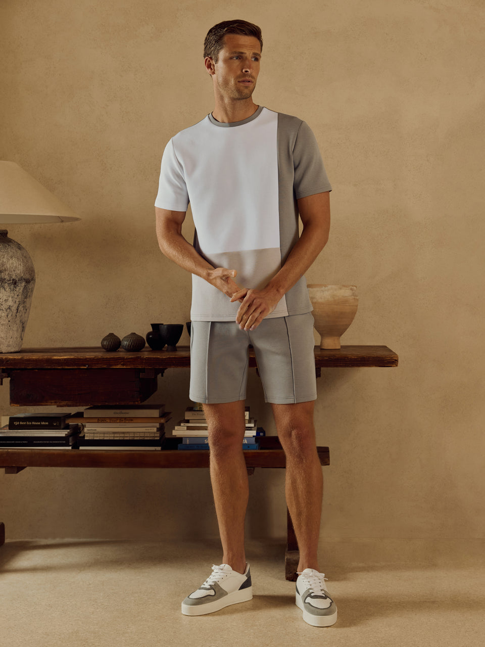 Everyday Luxe Colour Block T-Shirt in White