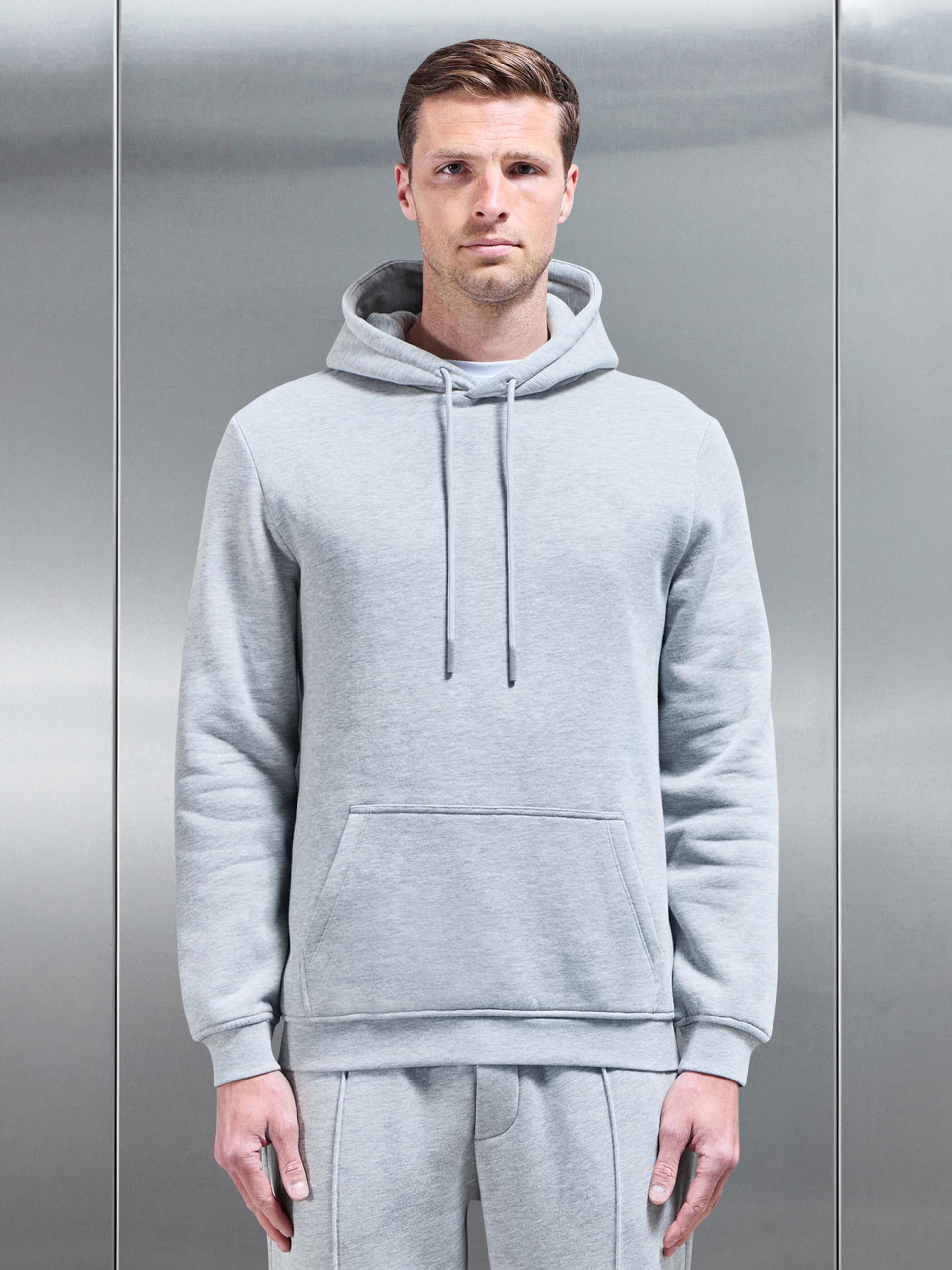 Essential Slim Fit Hoodie in Marl Grey