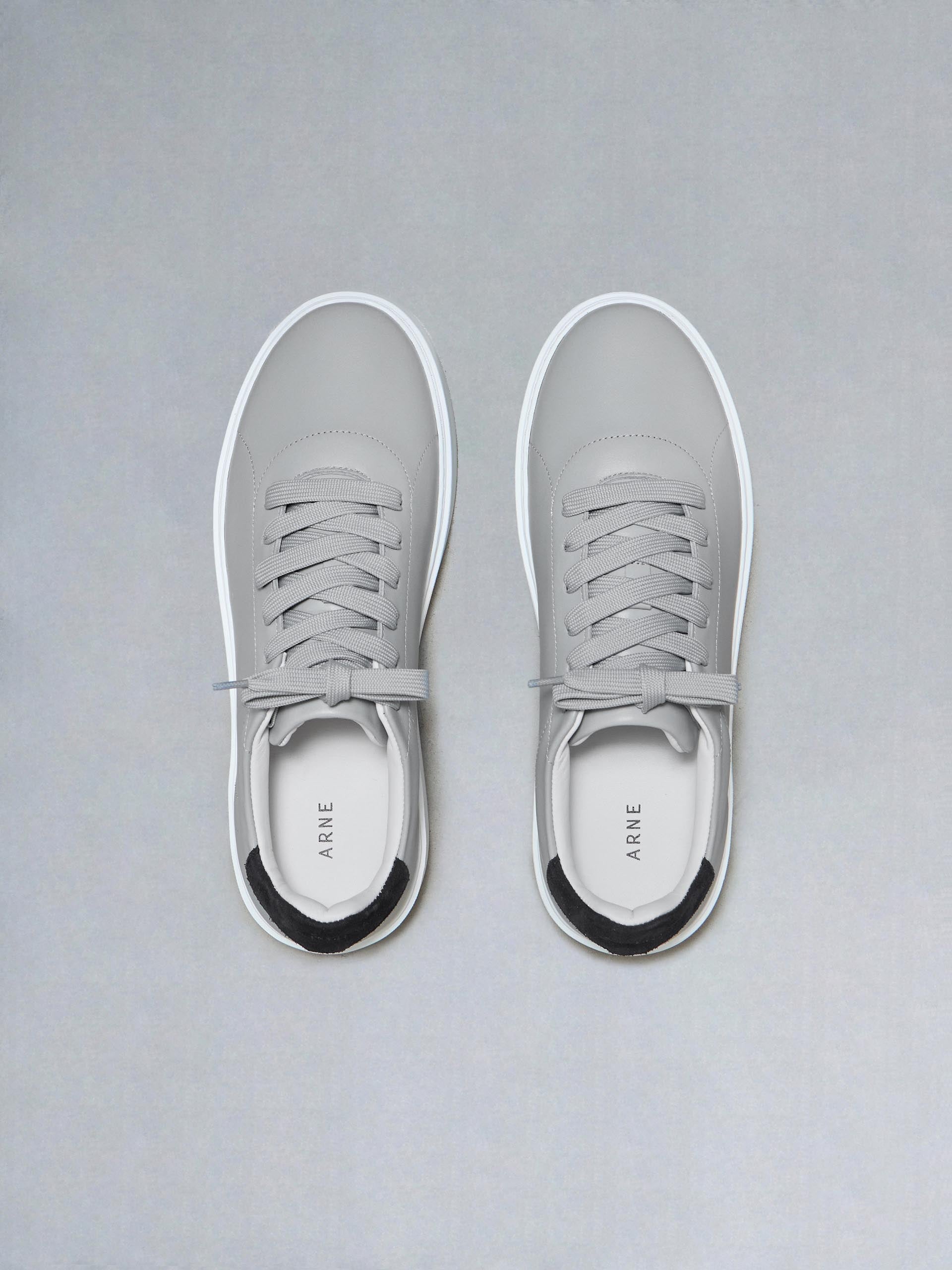 Everyday Leather Trainer in Grey