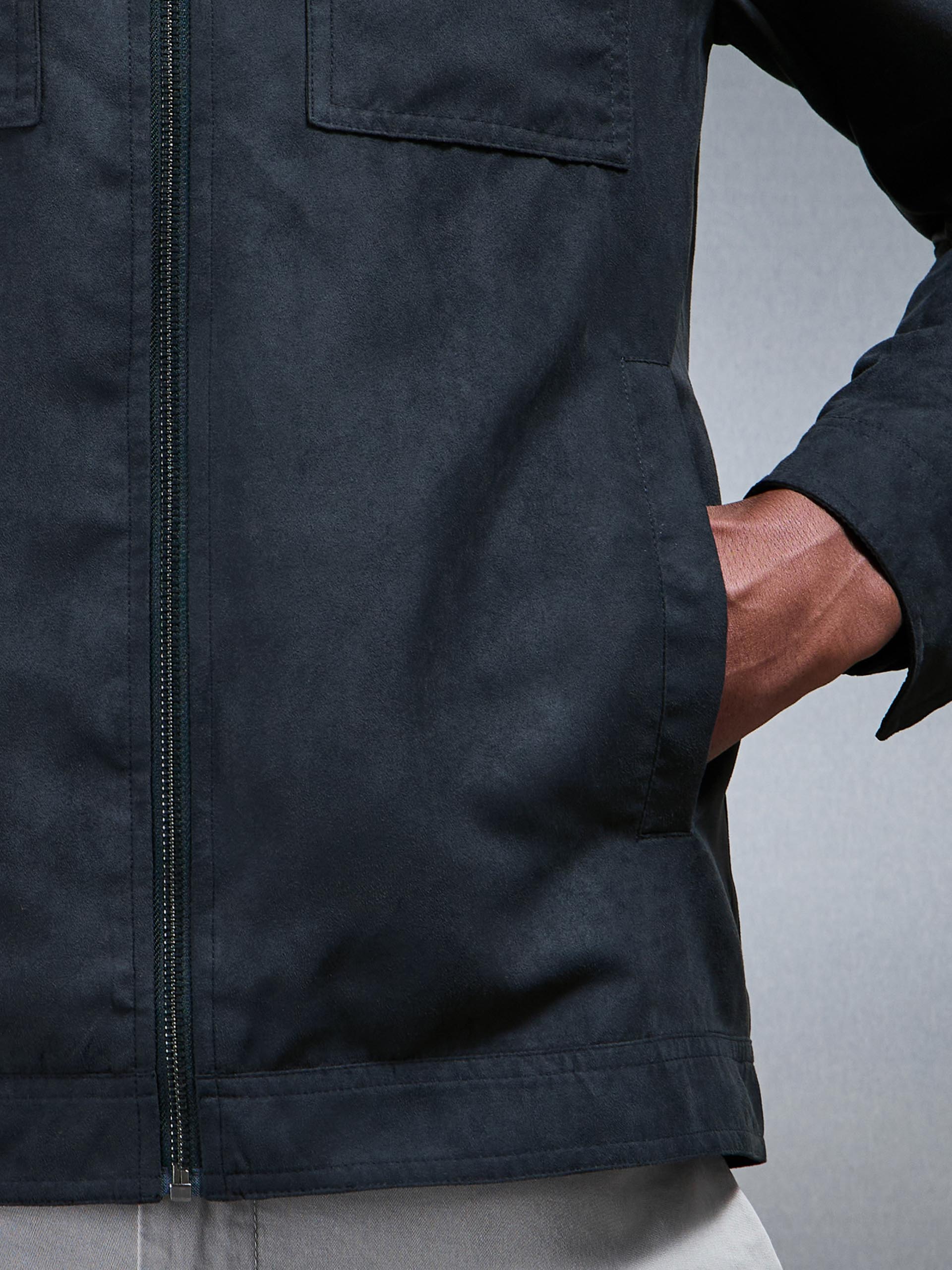 Faux Suede Jacket in Navy