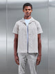 Fine Stripe Short Sleeve Revere Collar Shirt in Stone