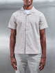 Fine Stripe Short Sleeve Revere Collar Shirt in Stone