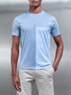Fine Stripe Mercerised Cotton Colour Block T-Shirt in Light Blue