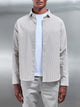 Fine Stripe Long Sleeve Cutaway Collar Shirt in Stone