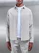 Fine Stripe Long Sleeve Cutaway Collar Shirt in Stone