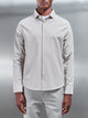 Fine Stripe Long Sleeve Cutaway Collar Shirt in Stone