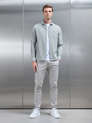 Fine Stripe Long Sleeve Cutaway Collar Shirt in Sage