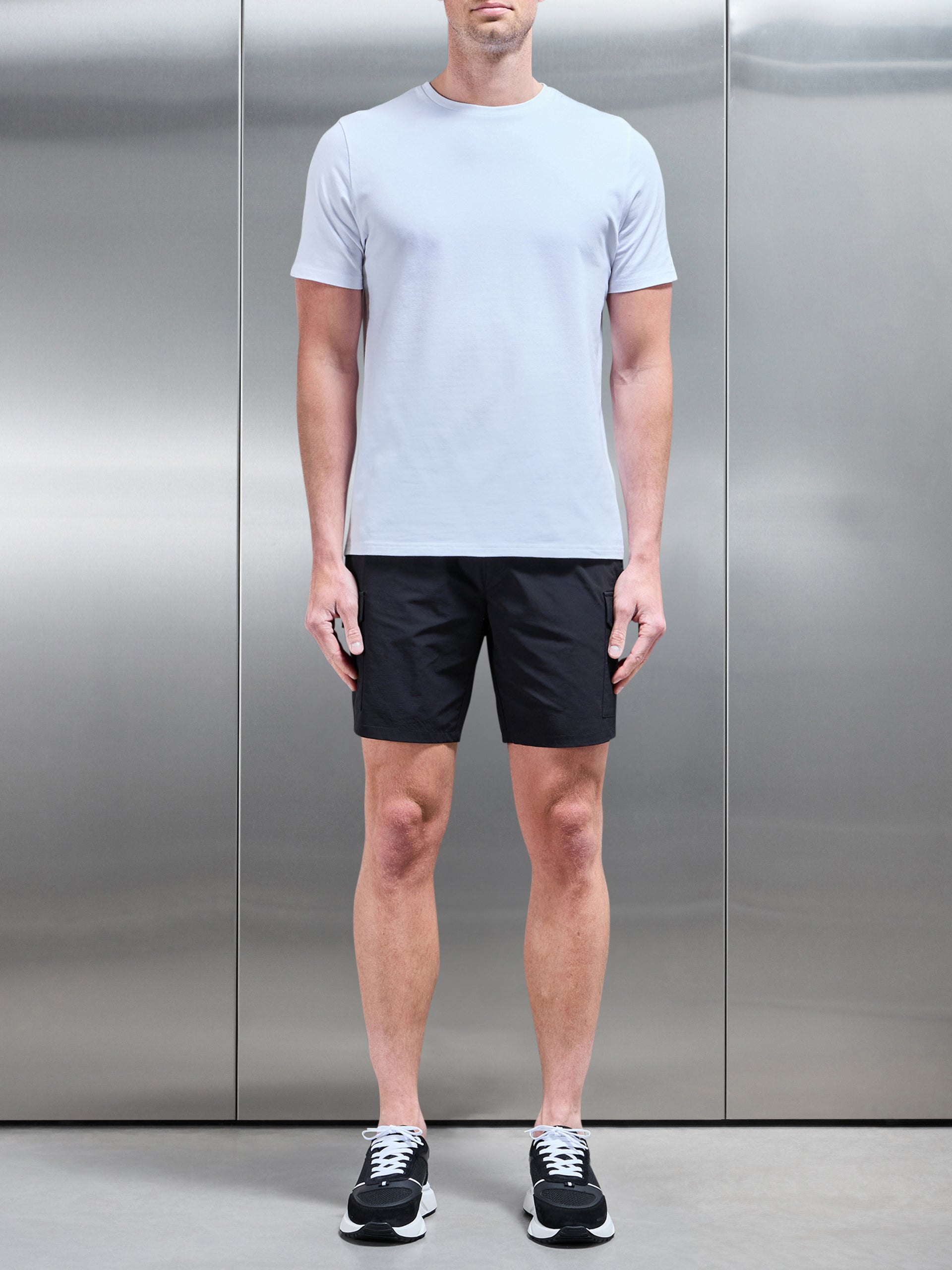 Flat Pocket Technical Cargo Short in Black