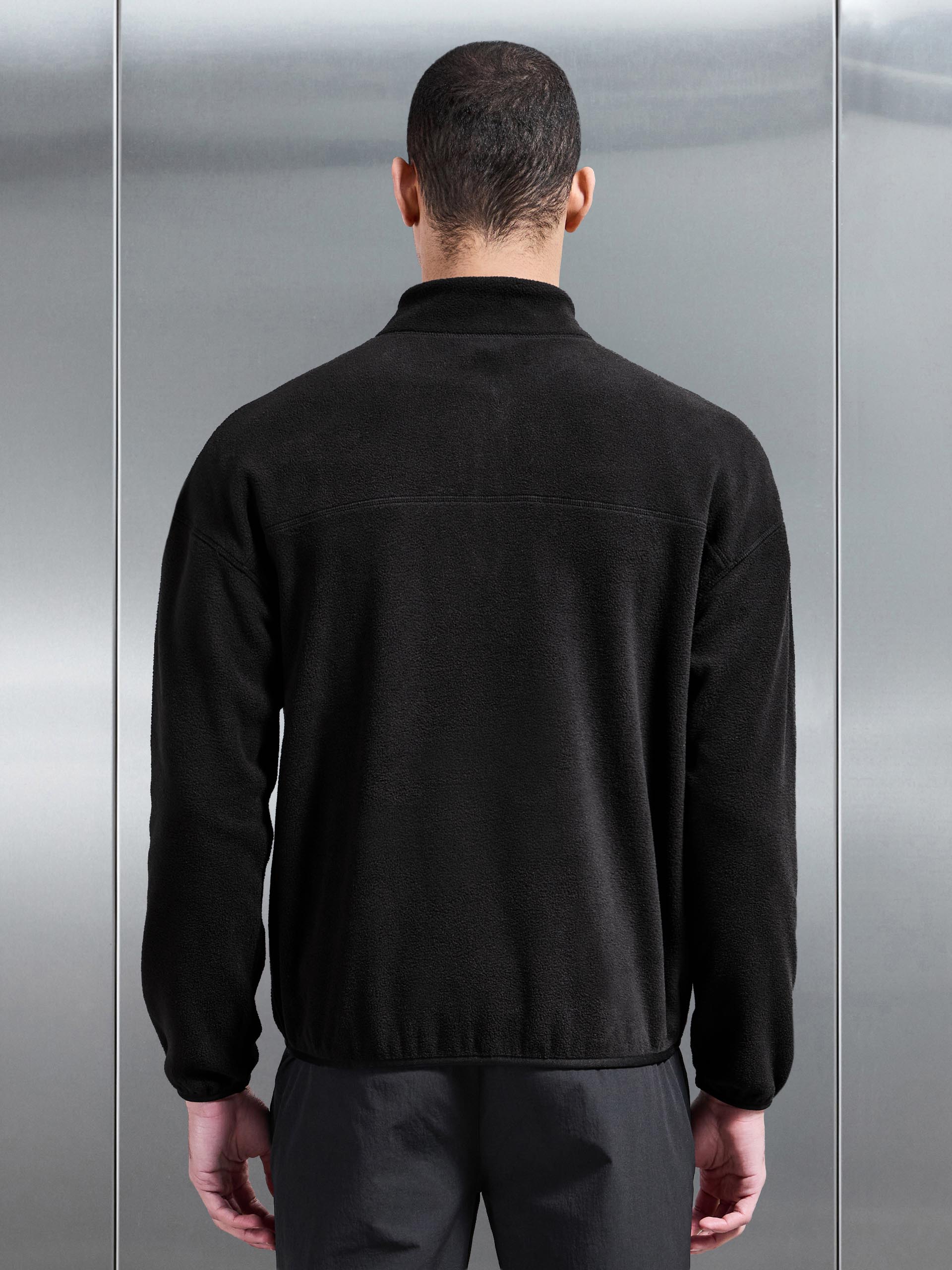 Fleece Relaxed Fit Half Zip in Black