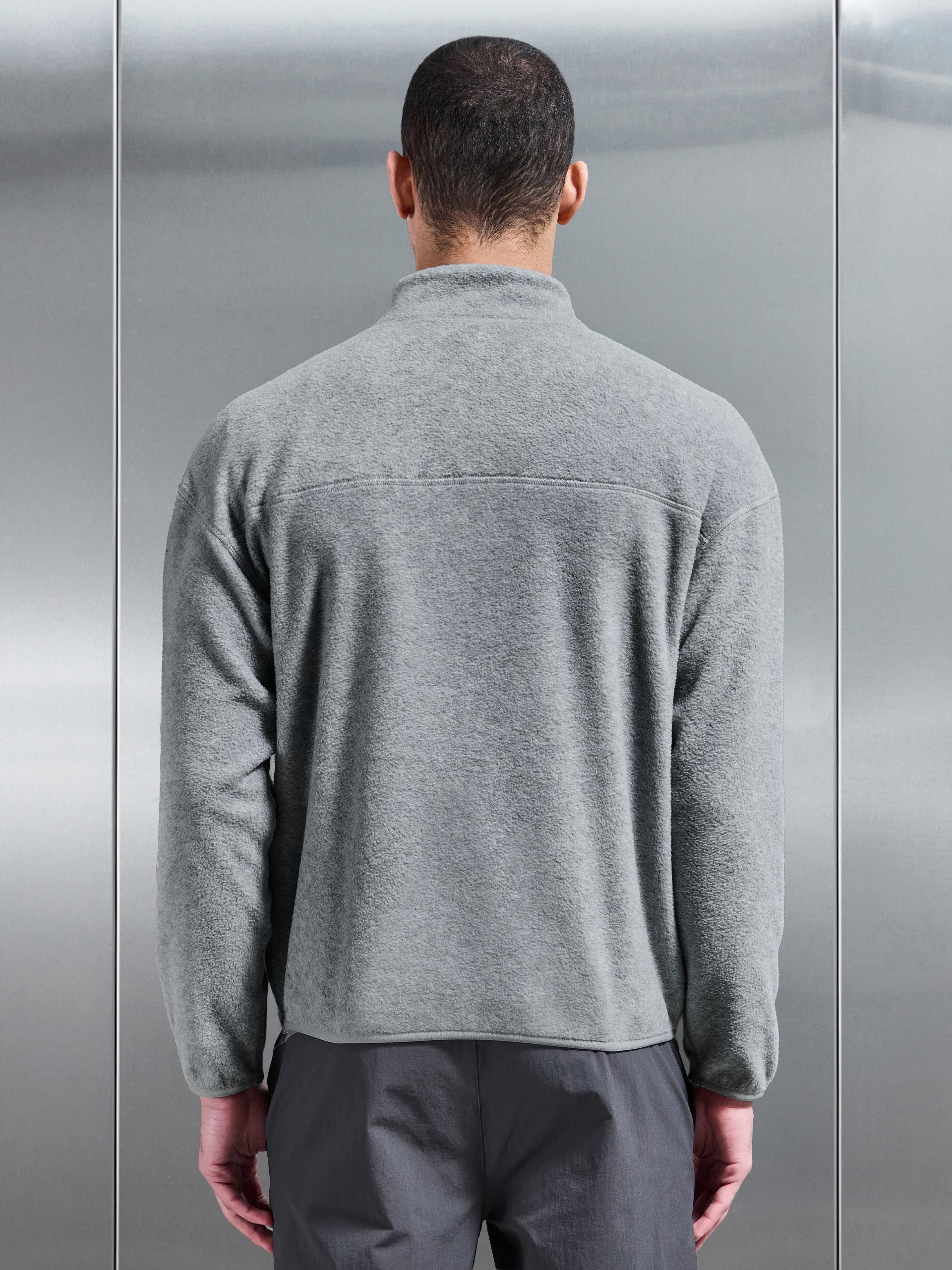 Fleece Relaxed Fit Half Zip in Grey Marl