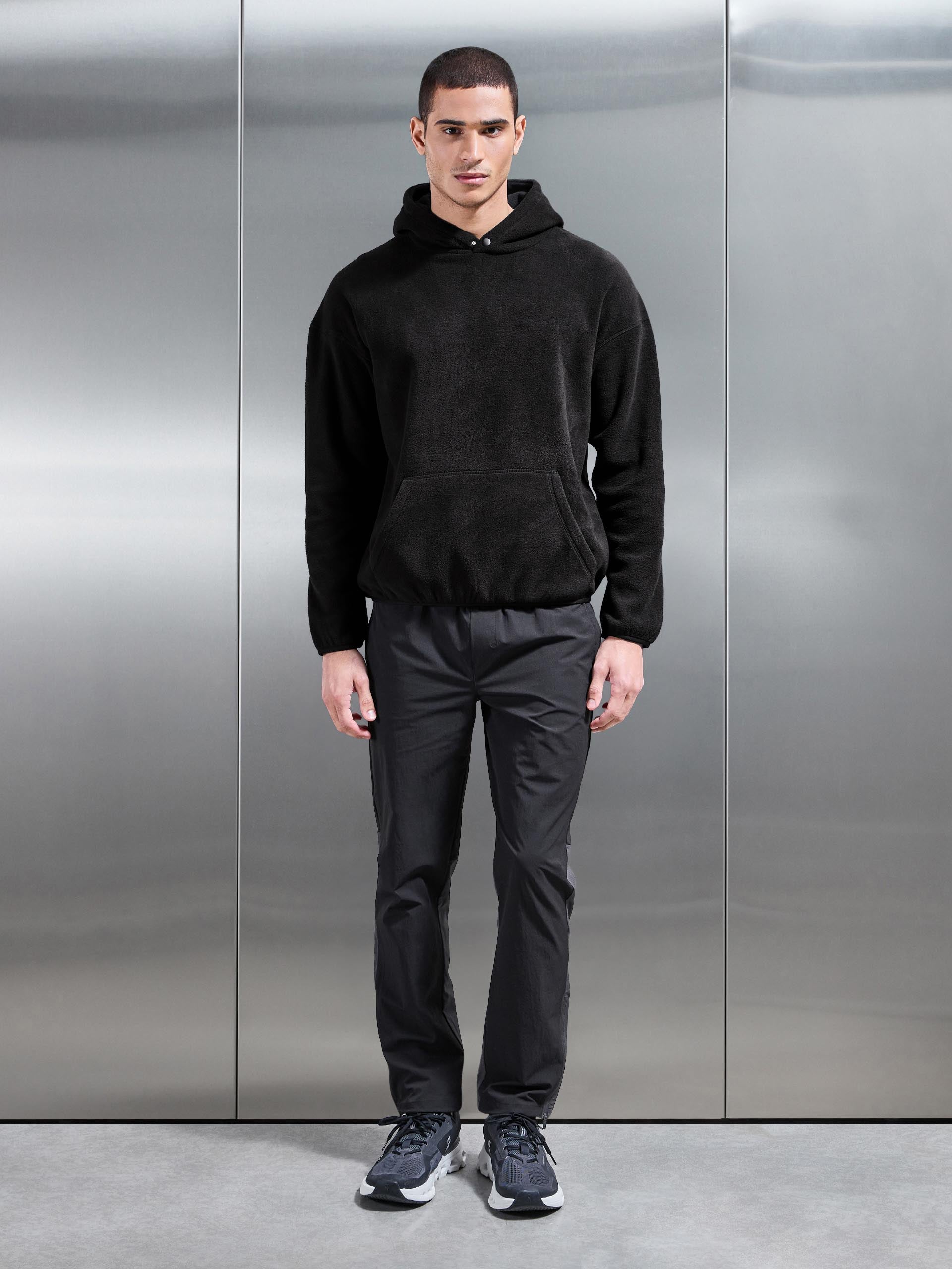 Fleece Relaxed Fit Hoodie in Black