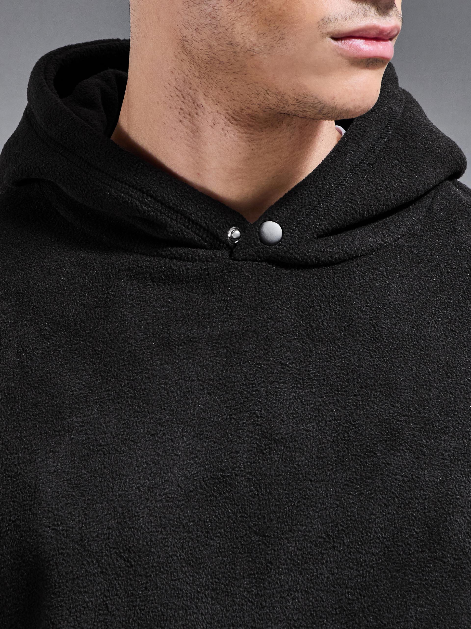 Fleece Relaxed Fit Hoodie in Black