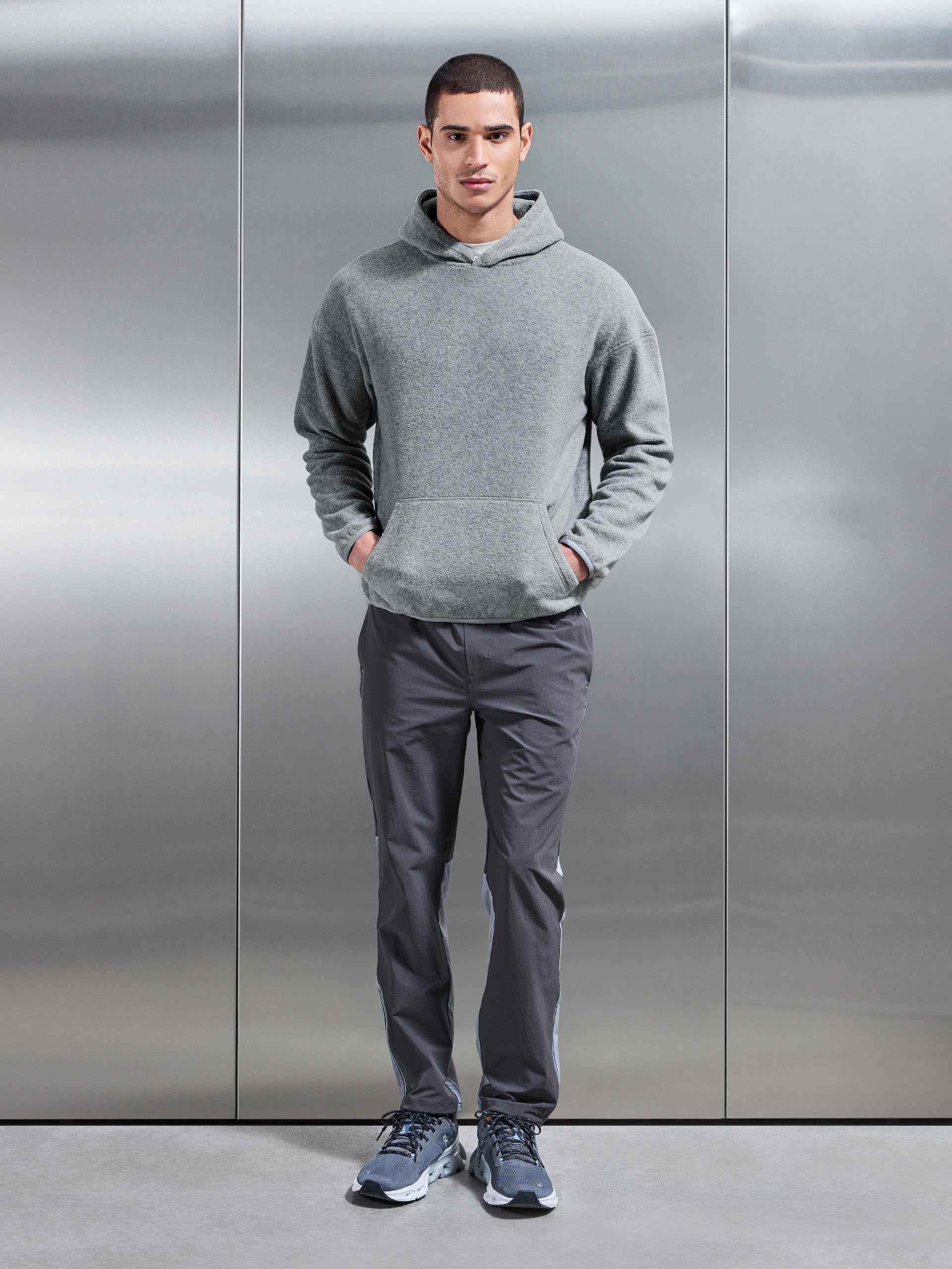 Fleece Relaxed Fit Hoodie in Grey Marl