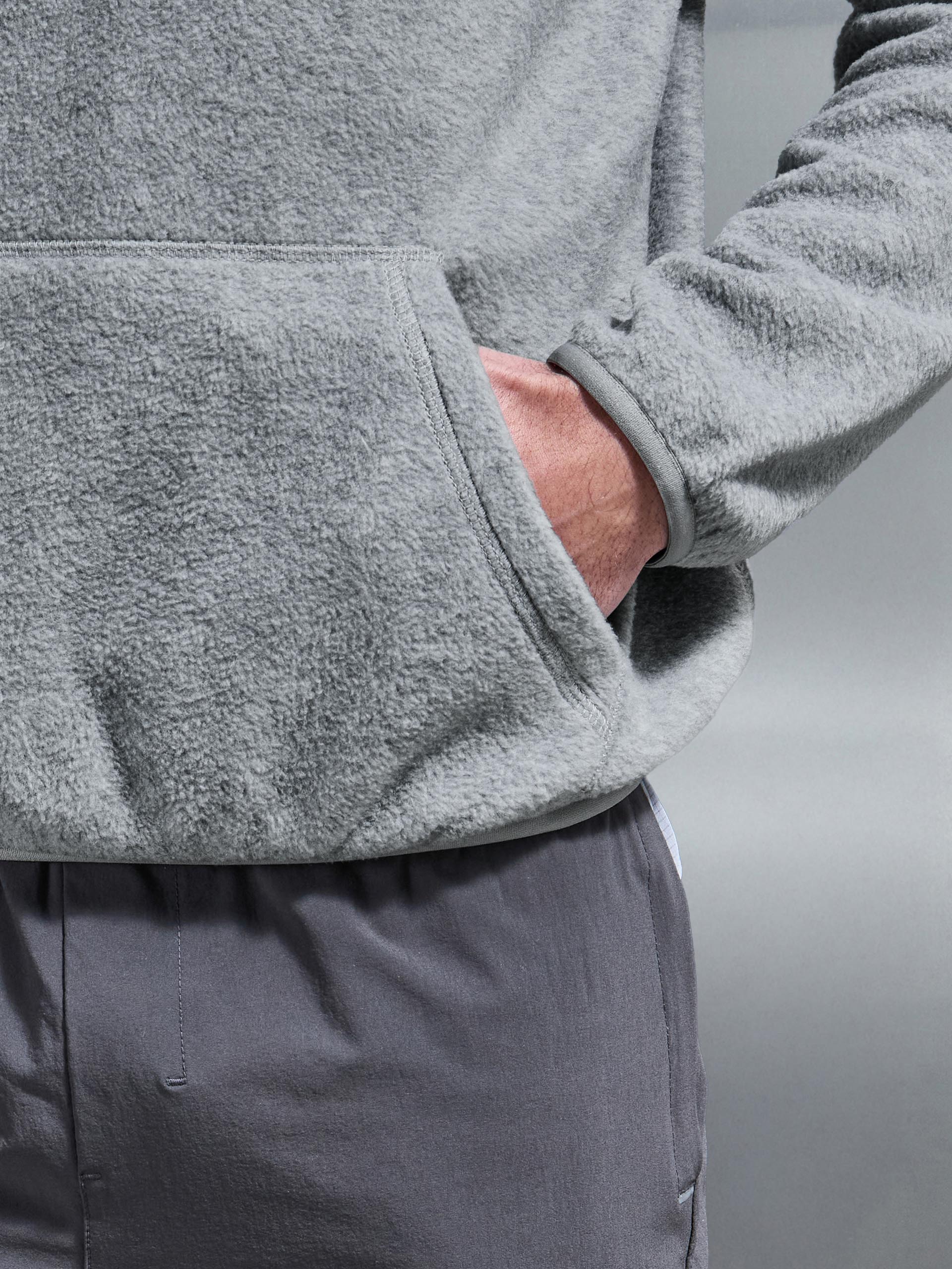 Fleece Relaxed Fit Hoodie in Grey Marl