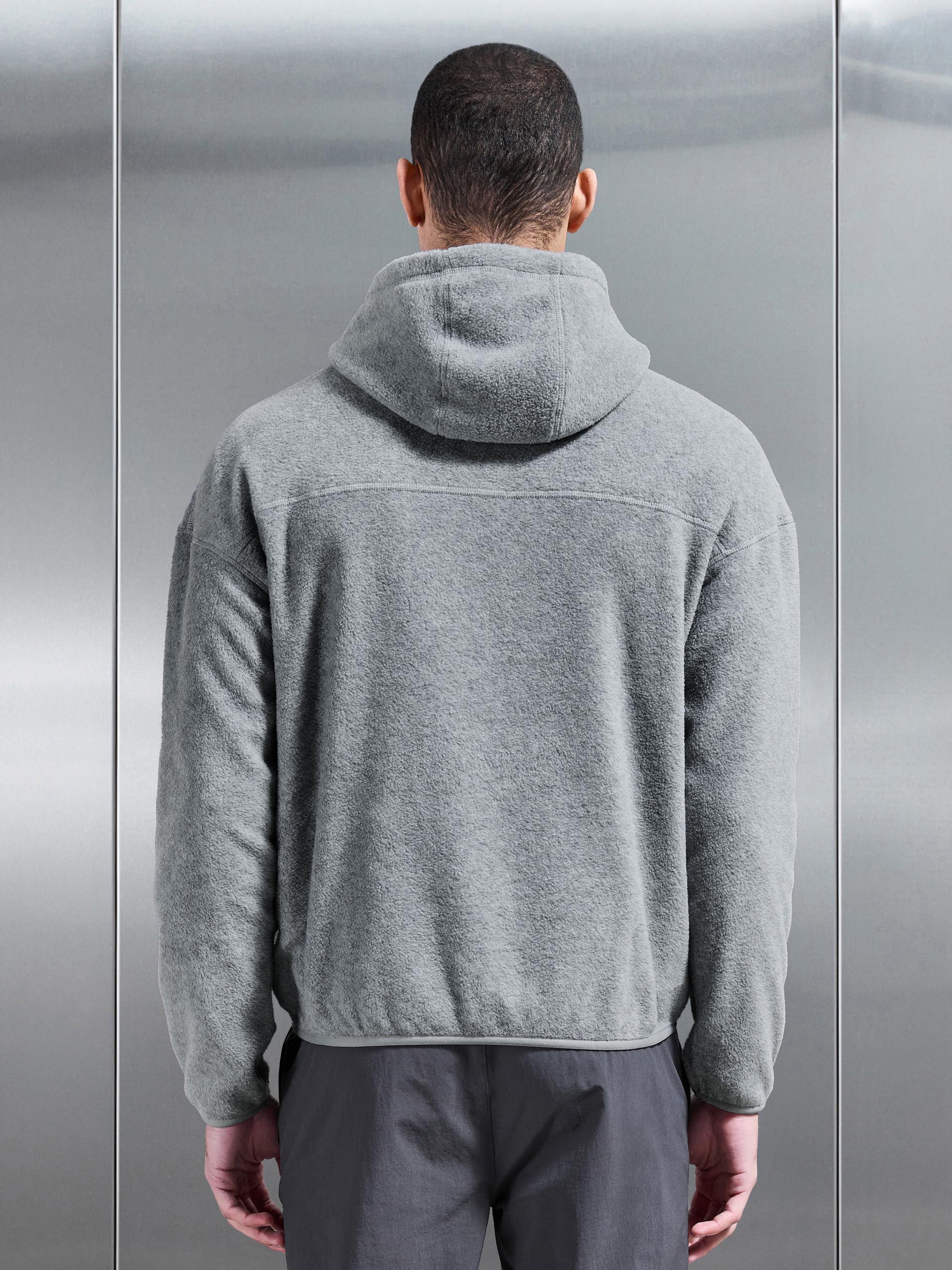 Fleece Relaxed Fit Hoodie in Grey Marl