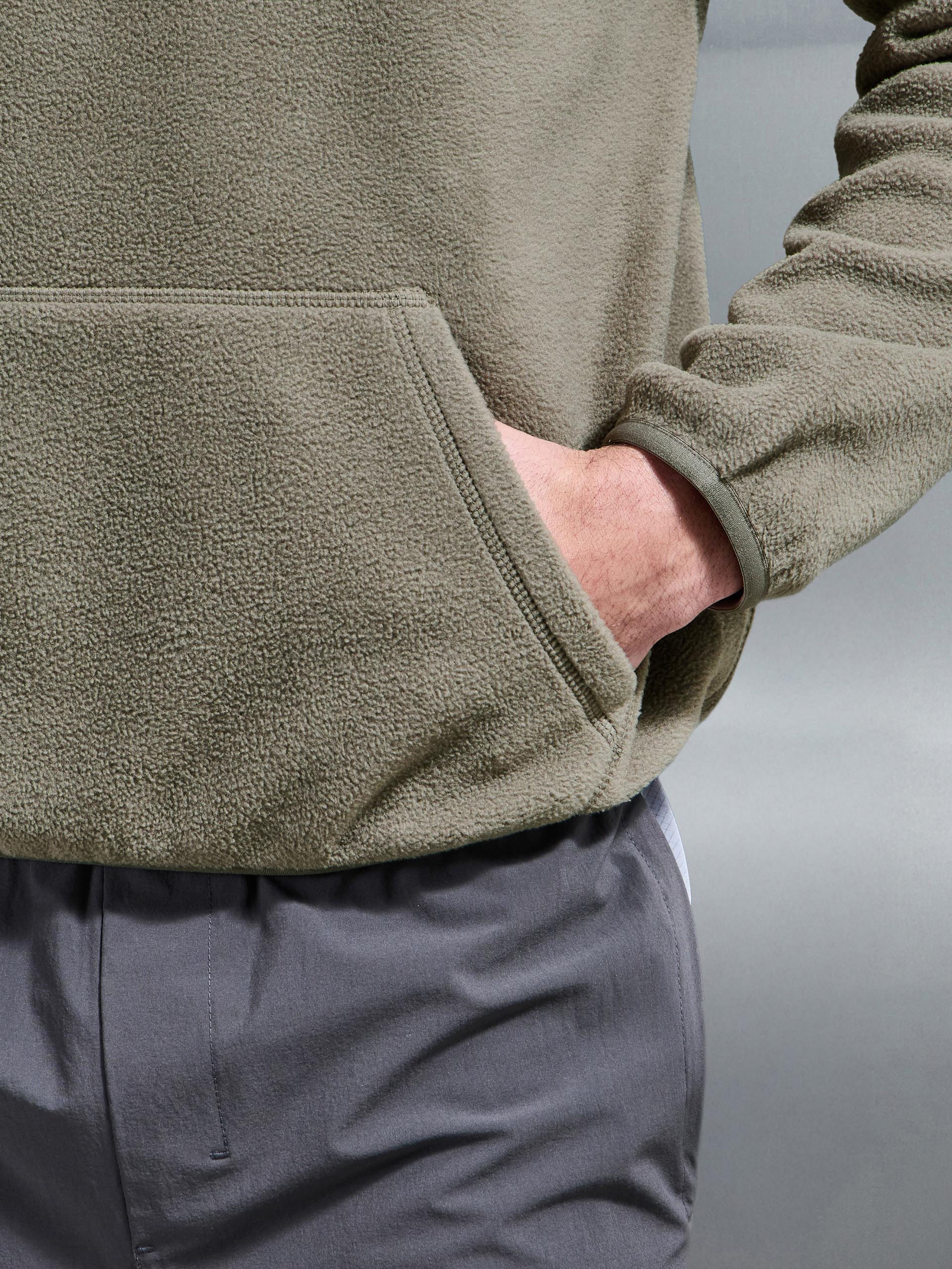 Fleece Relaxed Fit Hoodie in Olive