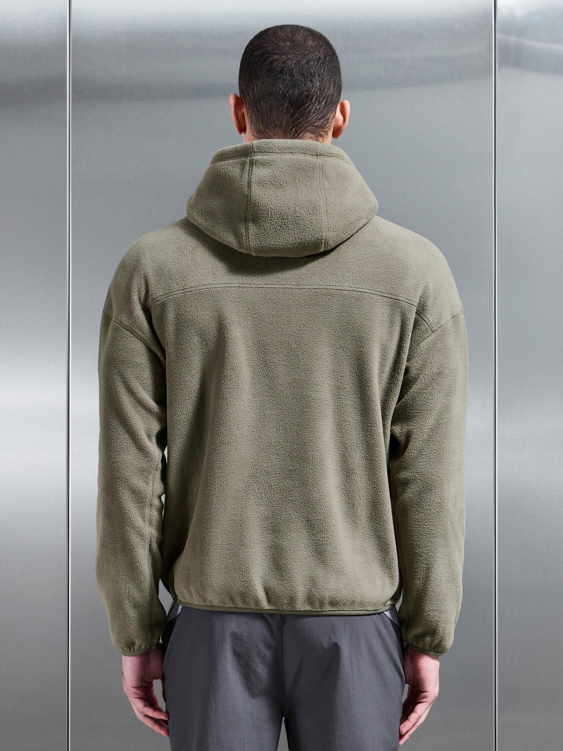 Fleece Relaxed Fit Hoodie in Olive