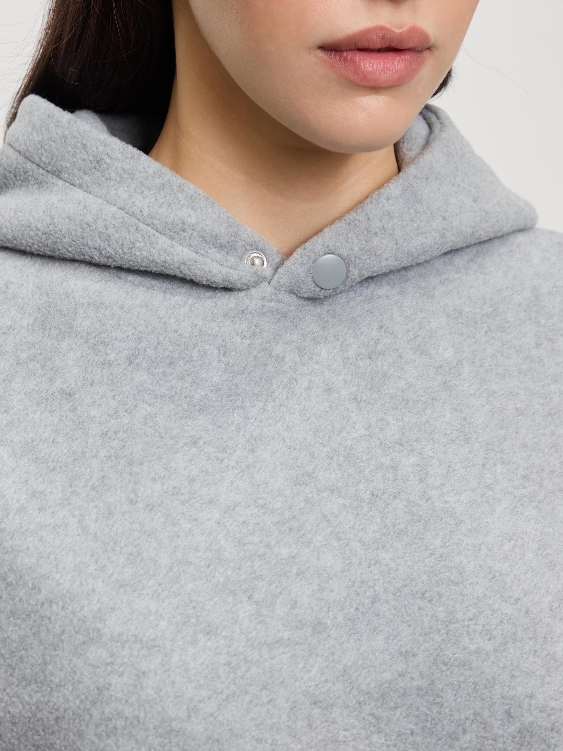 Womens Fleece Relaxed Hoodie in Marl Grey