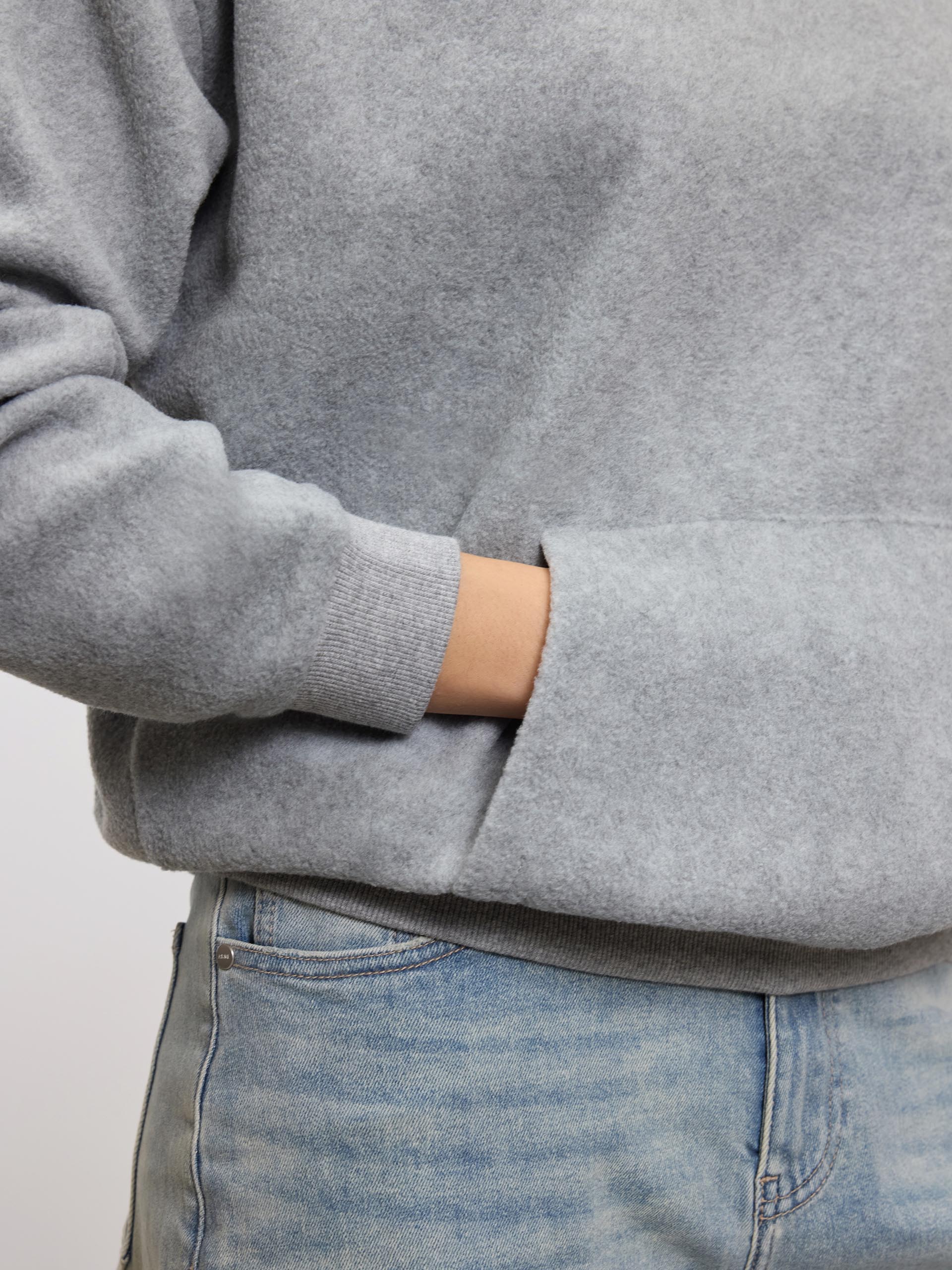 Womens Fleece Relaxed Hoodie in Marl Grey