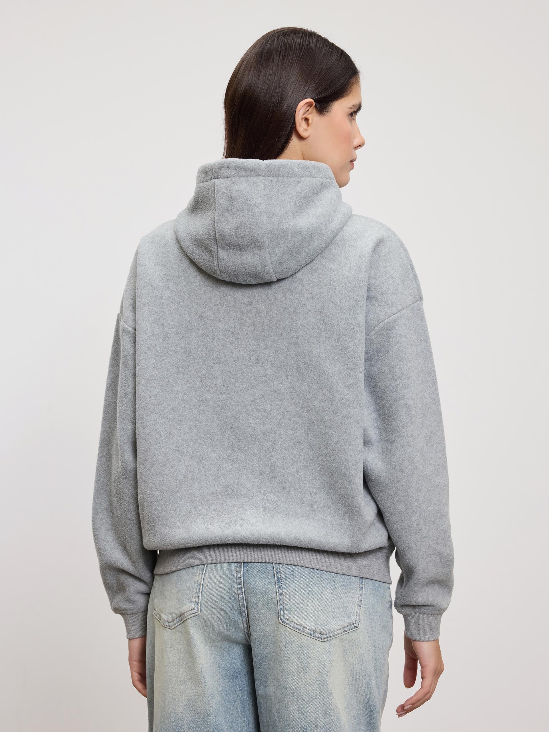 Womens Fleece Relaxed Hoodie in Marl Grey