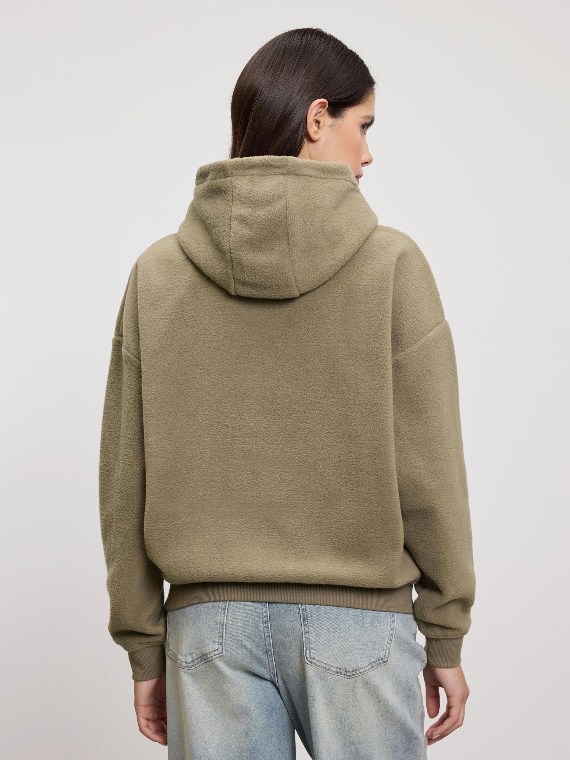 Womens Fleece Relaxed Hoodie in Olive