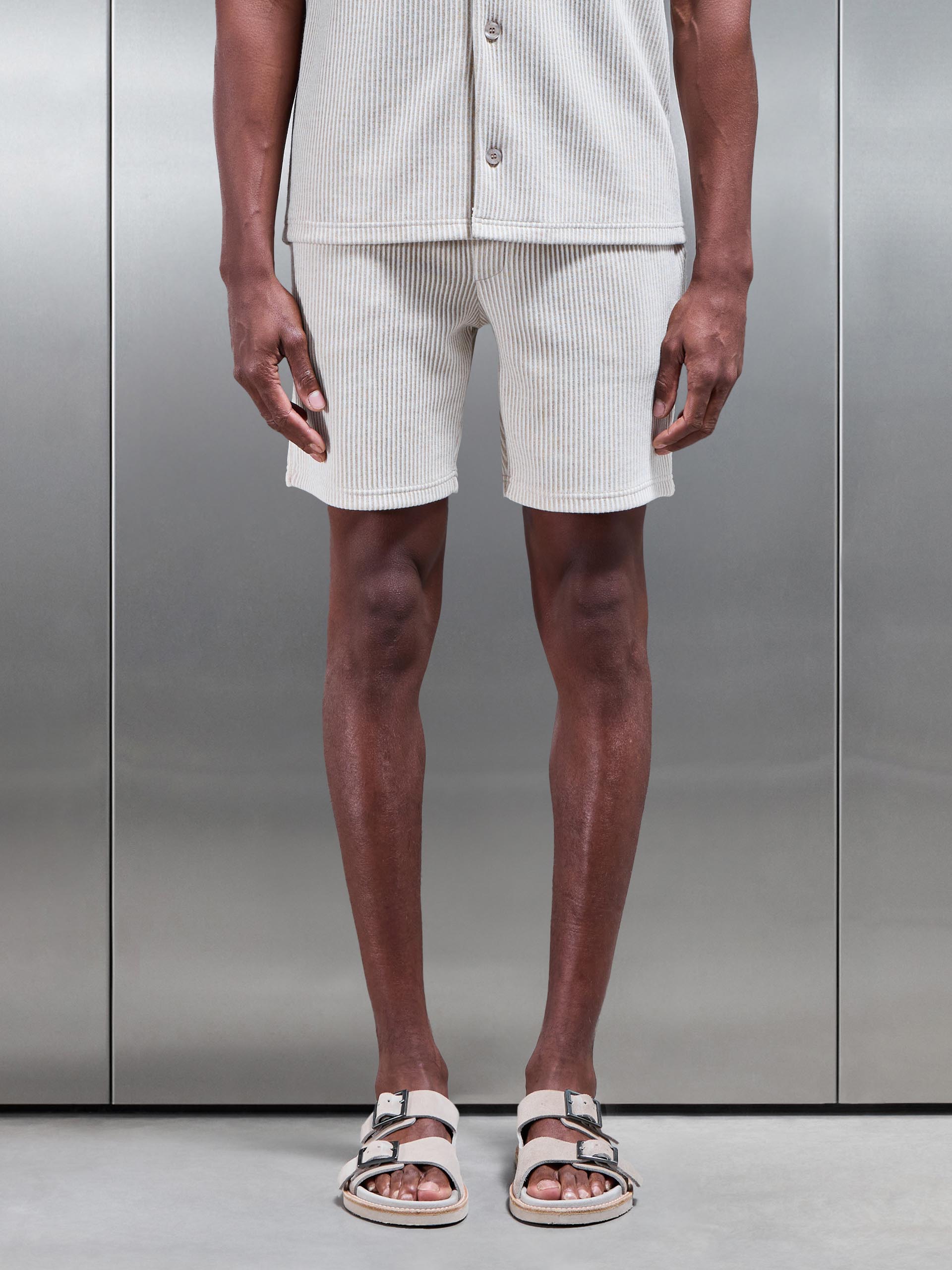 Forde Knitted Stripe Short in Stone