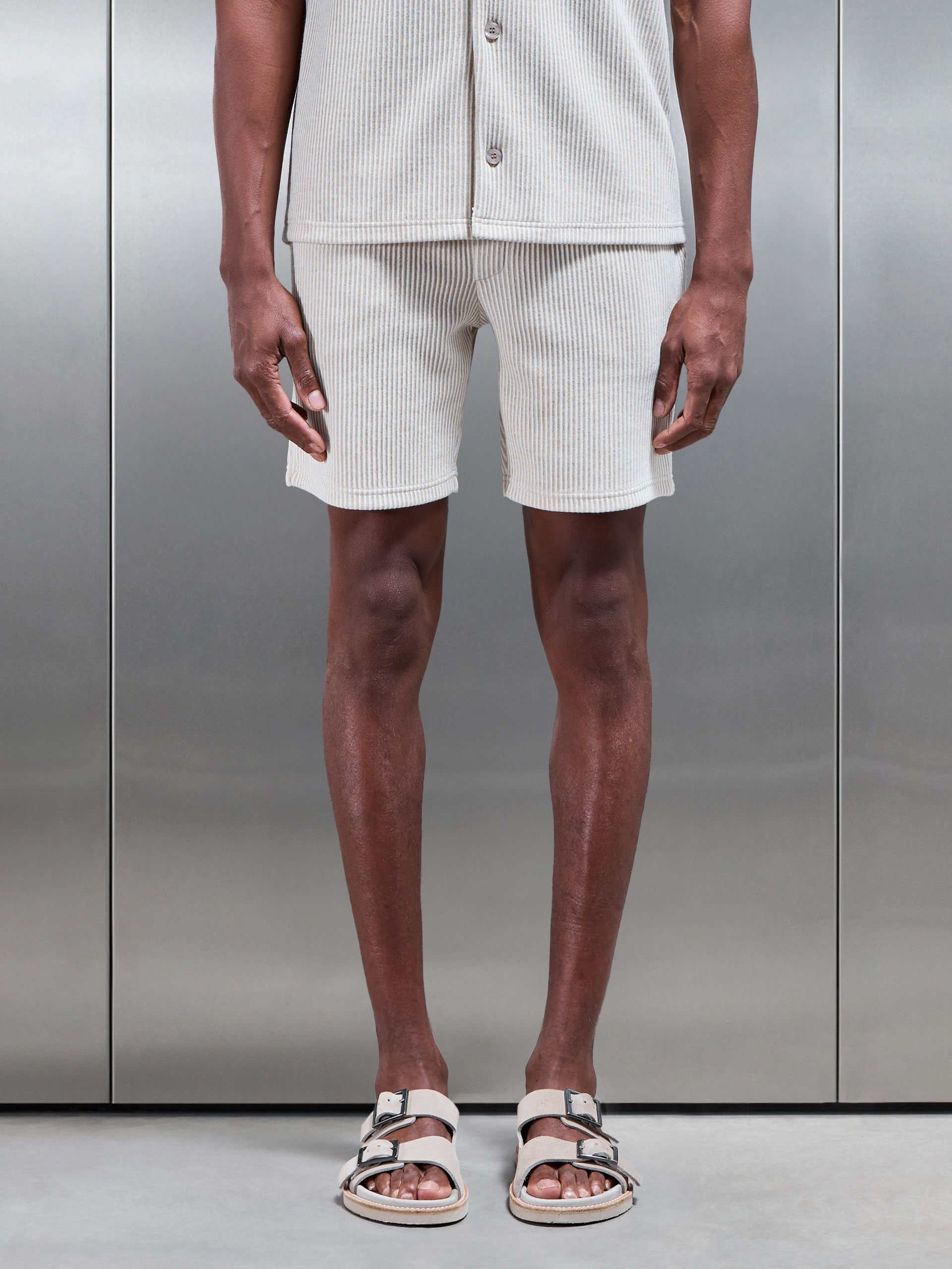 Forde Knitted Stripe Short in Stone