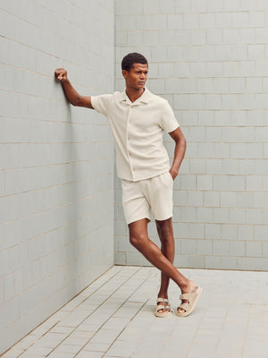 Forde Knitted Stripe Short in Stone