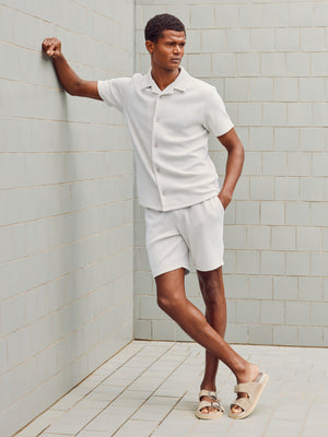 Forde Knitted Stripe Short in Stone