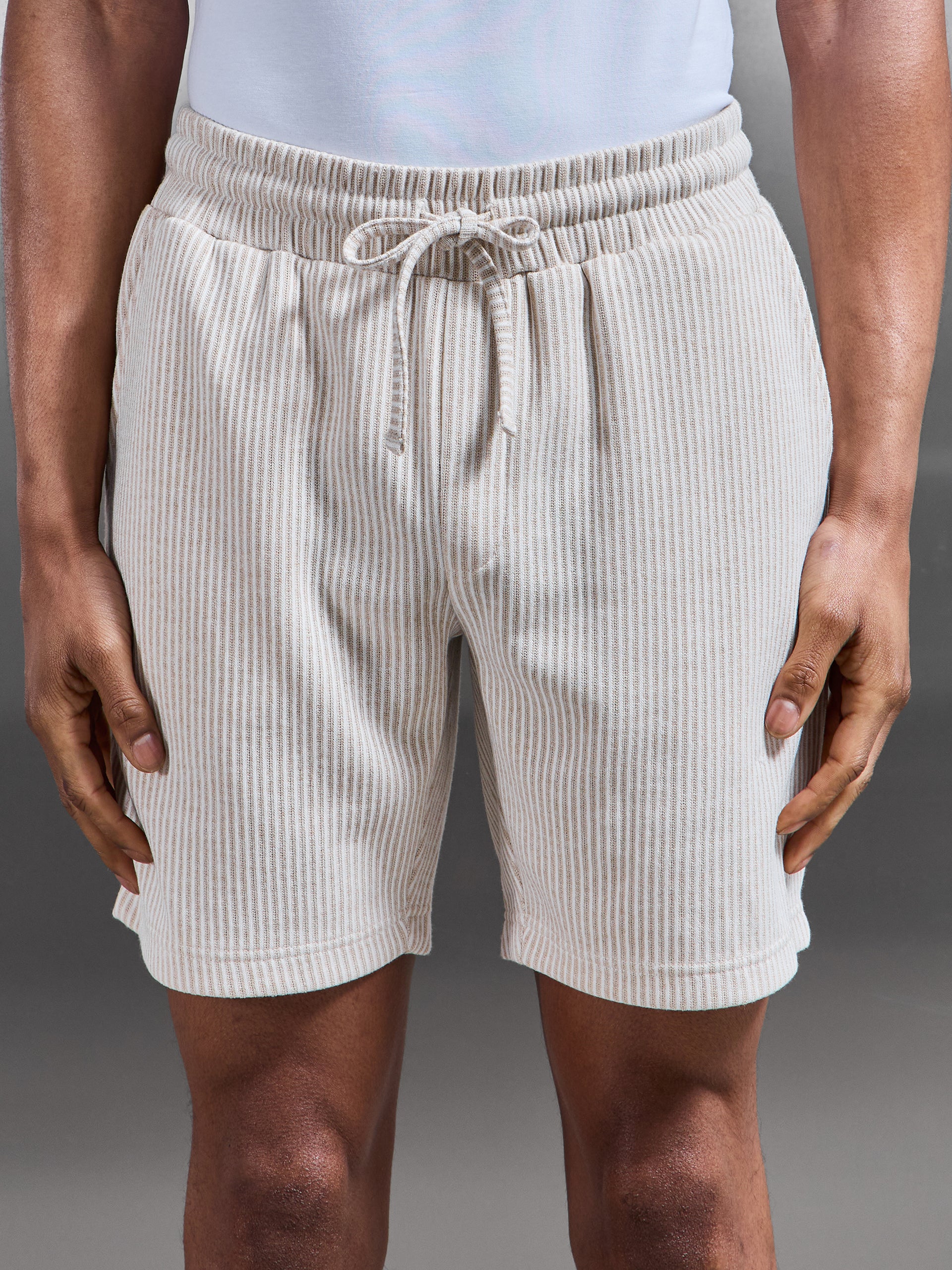 Forde Knitted Stripe Short in Stone