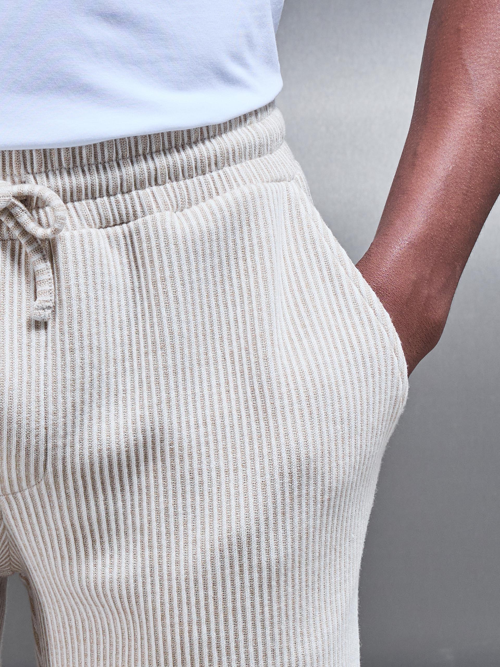 Forde Knitted Stripe Short in Stone